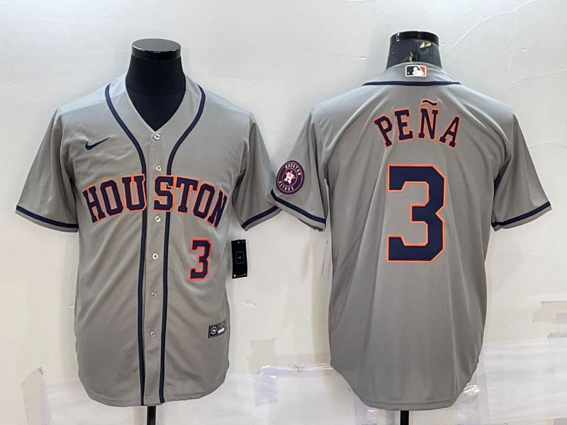 Men Houston Astros #3 Pena Grey Game Nike 2022 MLB Jersey